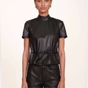 STAUD MURAL TOP BLACK VEGAN LEATHER NWT size 4